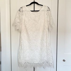 Anthropologie White Floral Lace Dress